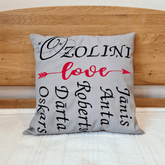 Eco Leather Familly Pillow With Embroidery